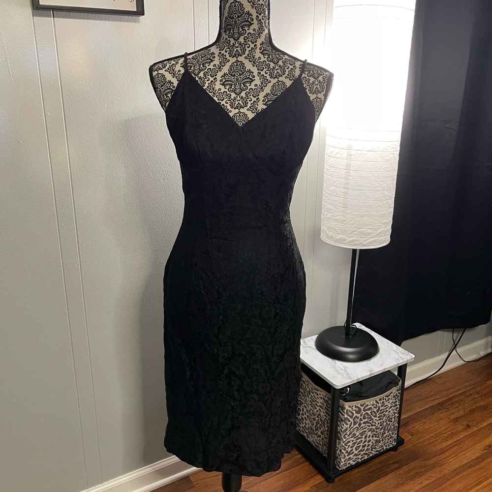 Black lace cocktail dress